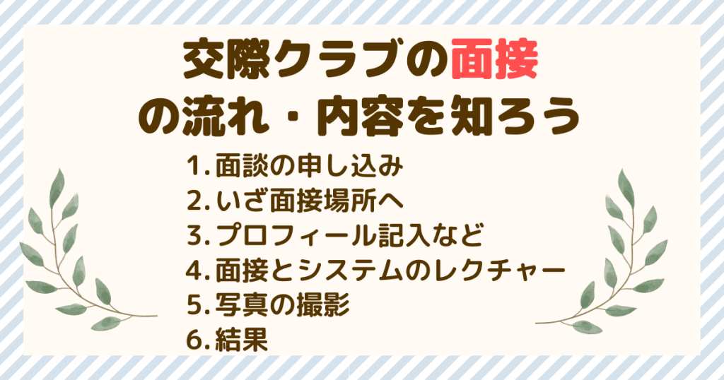 交際クラブの面接の流れ・内容を知ろう