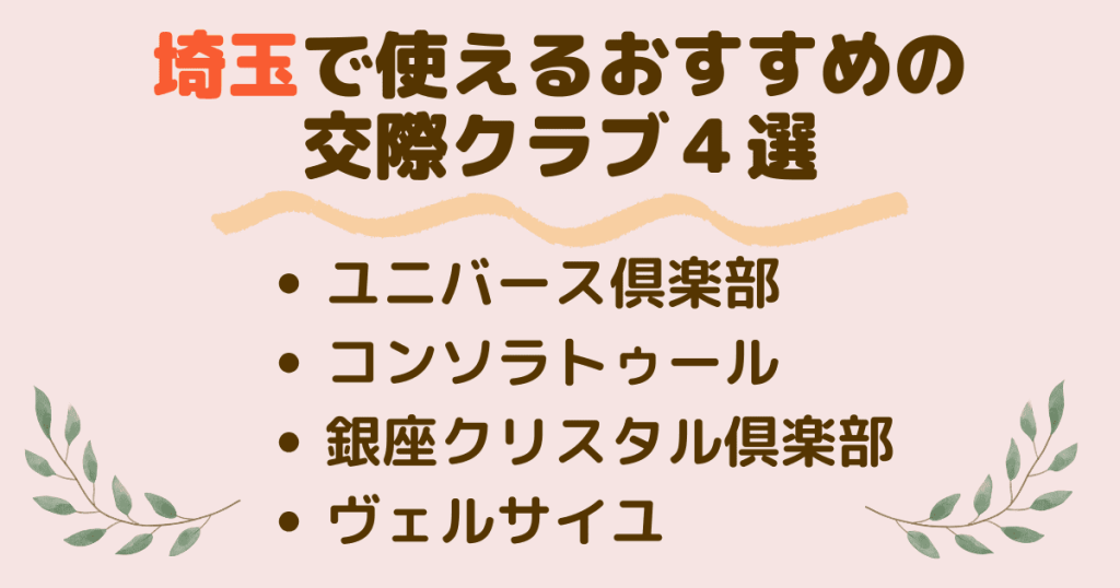 埼玉で使えるおすすめの交際クラブ４選