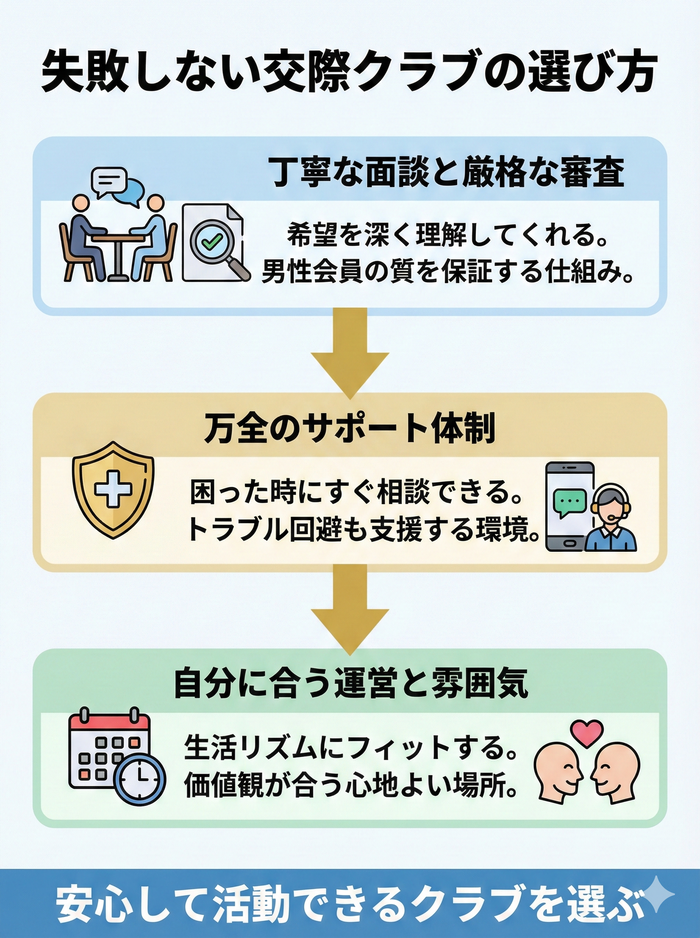 交際クラブの選び方!失敗しないための5つのチェックポイント