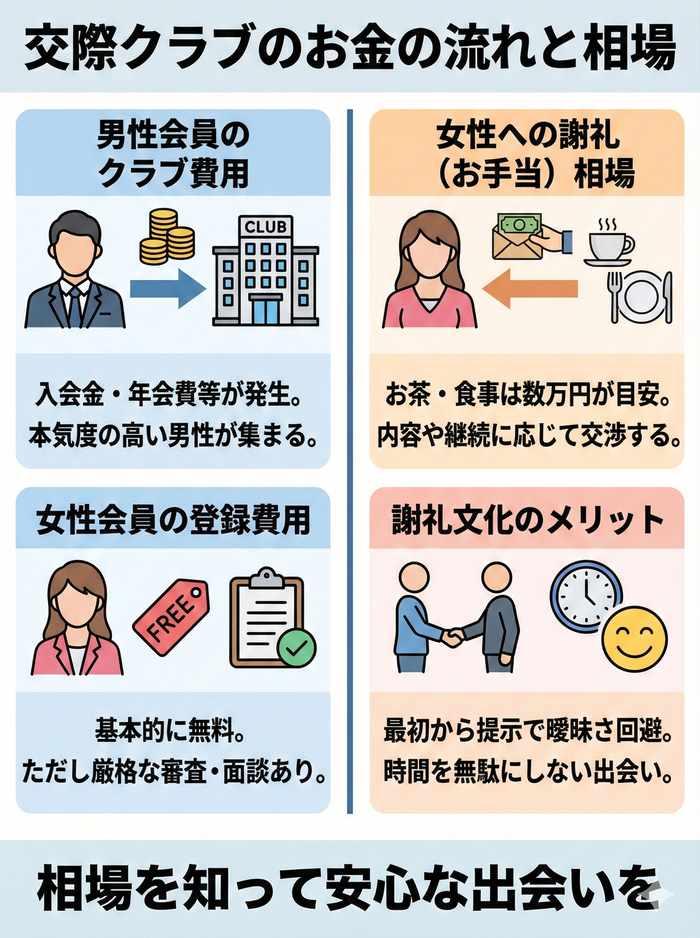 交際クラブの相場はどのくらい?